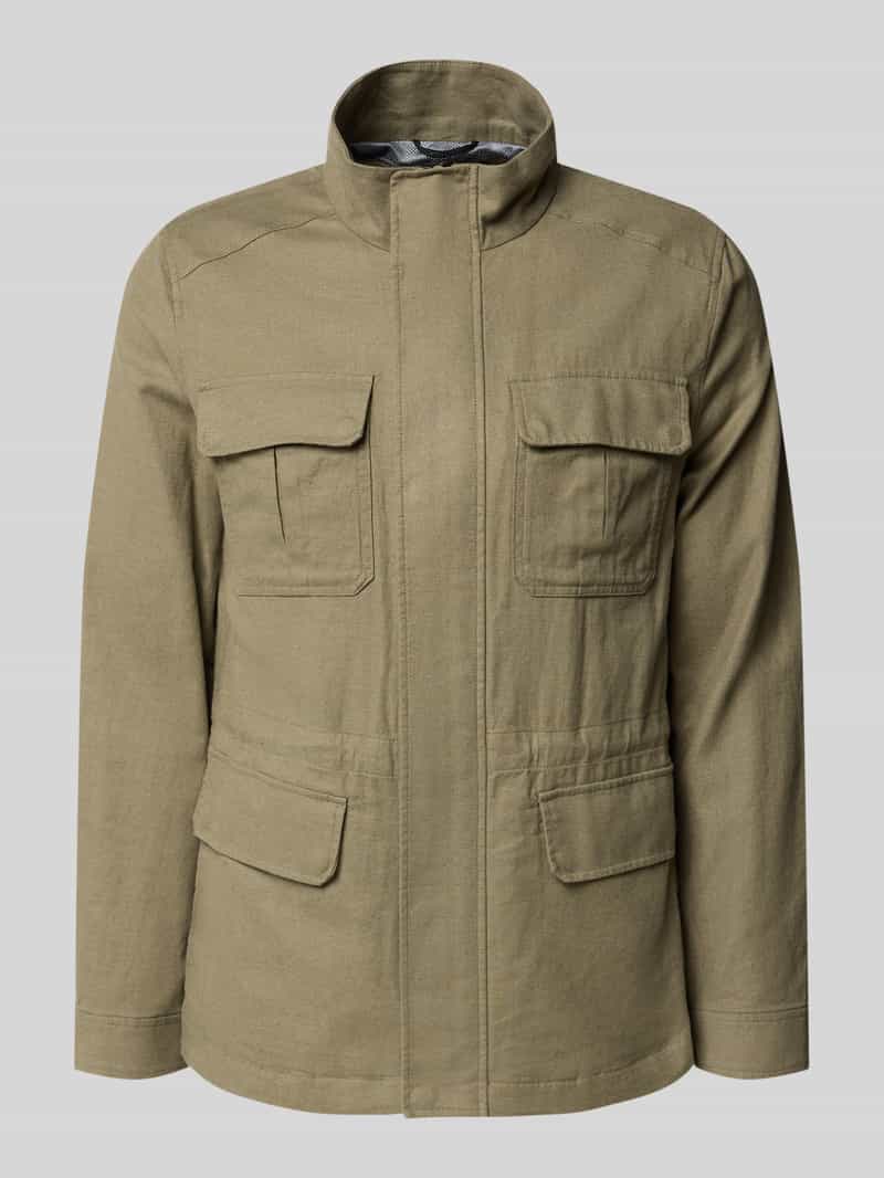 Kurtka o kroju regular fit z mieszanki lnu ze stójką