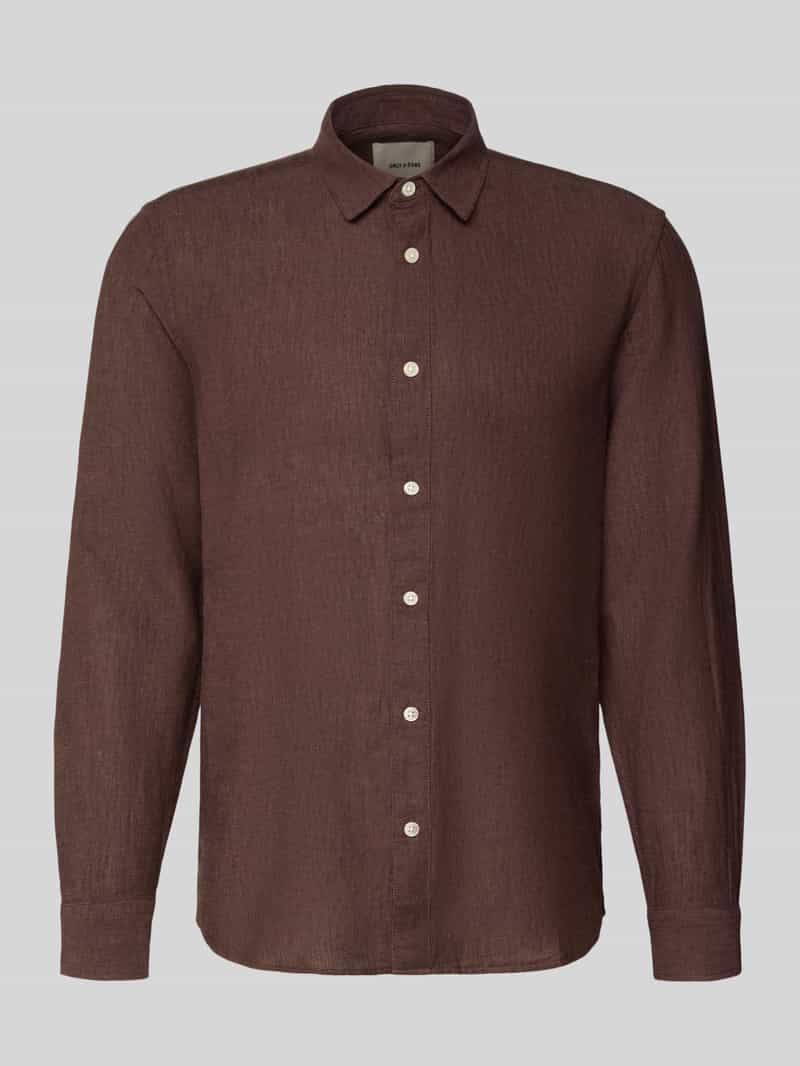 koszula casualowa o kroju slim fit z mieszanki bawełny i lnu model 'CAIDENLS SOLID'