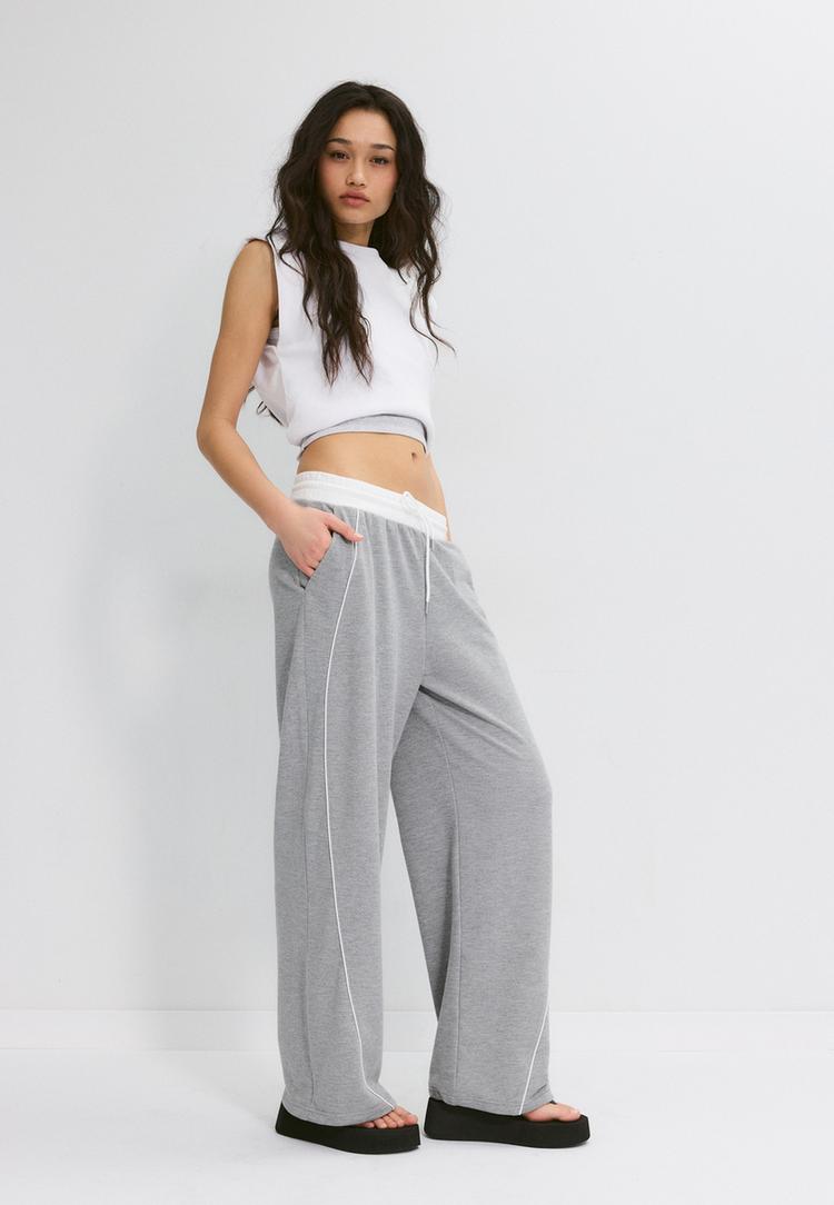 Stradivarius Spodnie jogger ze stoperami Popielaty XL