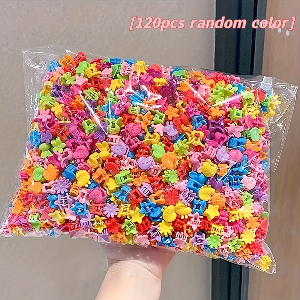 TEMU 120 Uroczych Mini Spineczek do Włosów Małe Klamry w Stylu Księżniczki, Mix Wielokolorów, Materiał Plastikowy