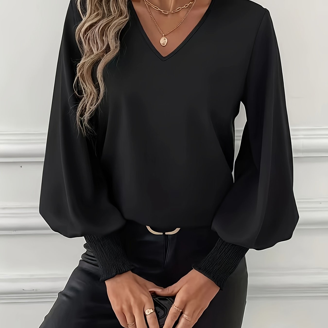 TEMU Elegancka bluzka damska z rękawami typu 
