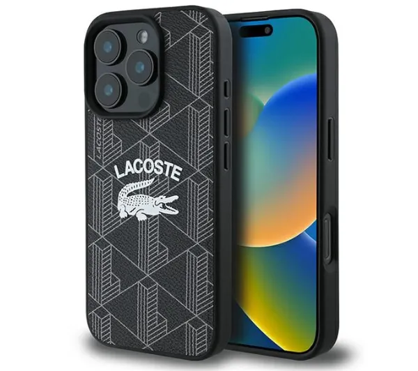 Lacoste Monogram Vintage Logo MagSafe do iPhone 16 Pro Czarny