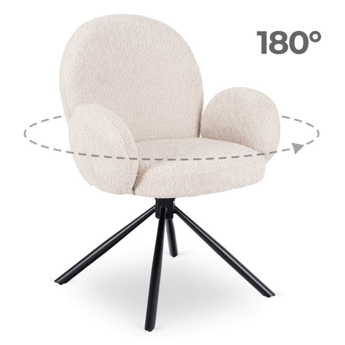 Krzesło Tapicerowane Obrotowe do Salonu MUSSO Beżowe Nowoczesne
