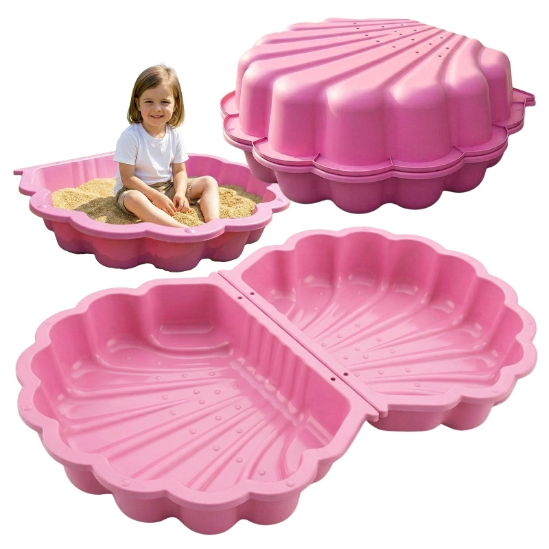 Paradiso Toys Piaskownica Plastikowa Zamykana Z Pokrywą 2w1 Basen Basenik Dla Dzieci Shell Muszla Muszelka Różowa