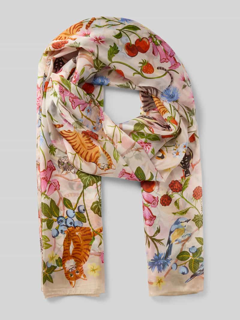 Etola z czystego jedwabiu z kwiatowym nadrukiem na całej powierzchni