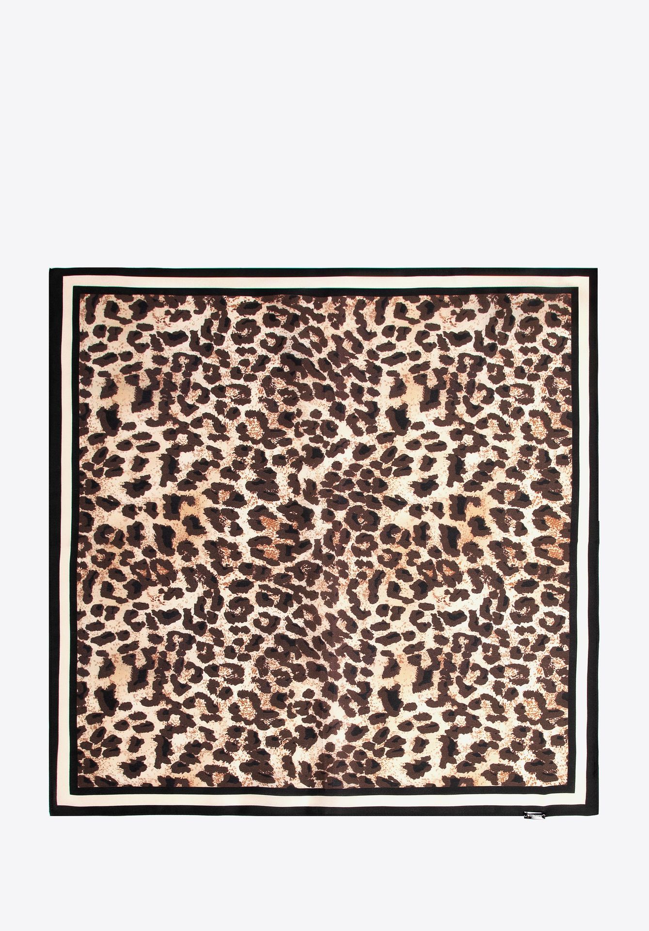 Jedwabna apaszka damska w panterkę beżowo - brązowa