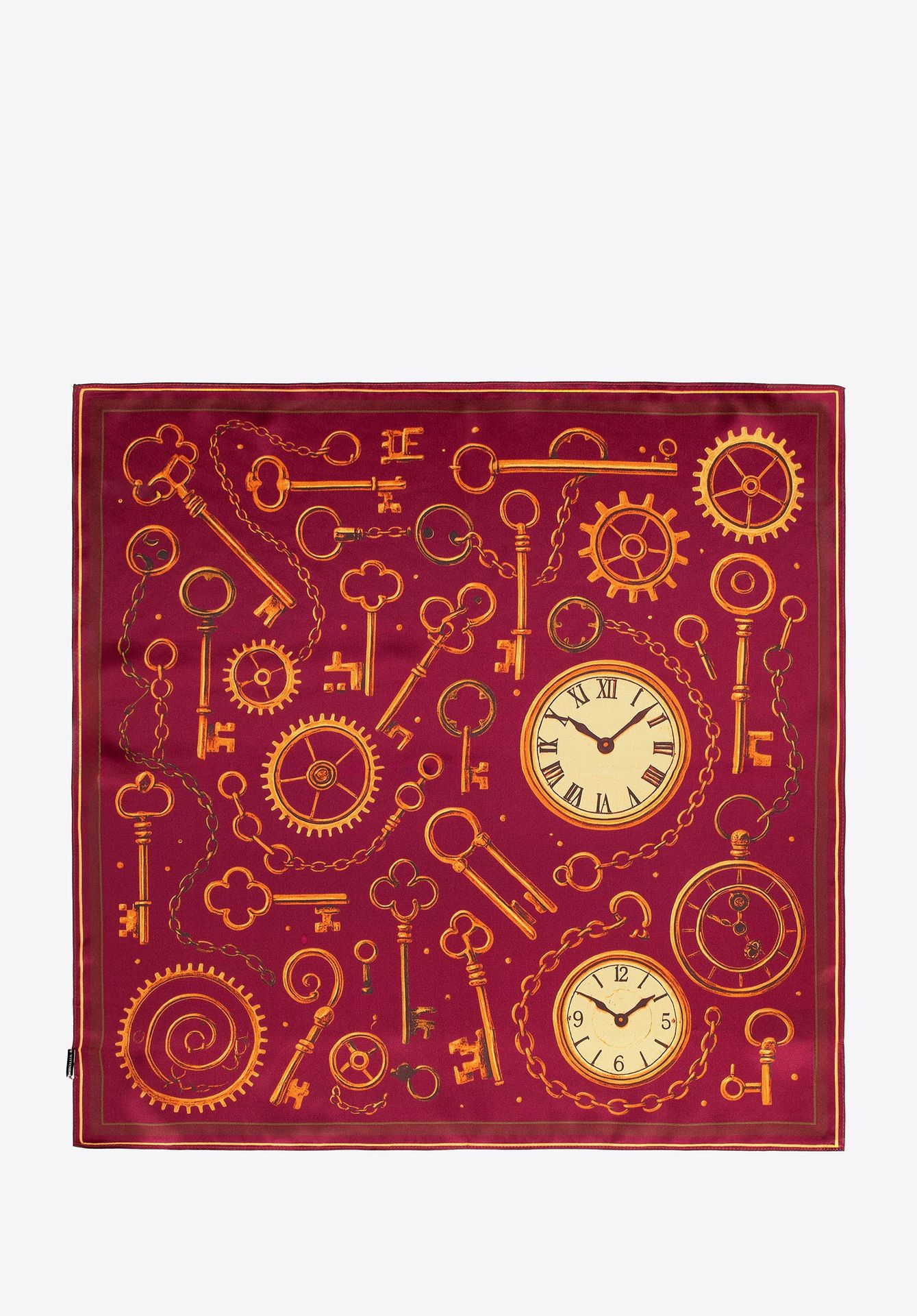 Damska apaszka z jedwabiu z dekoracyjnym wzorem vintage bordowa