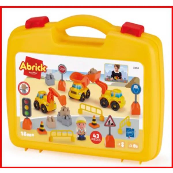 Abrick: Zestaw do budowy dróg w walizce – 43 elementy