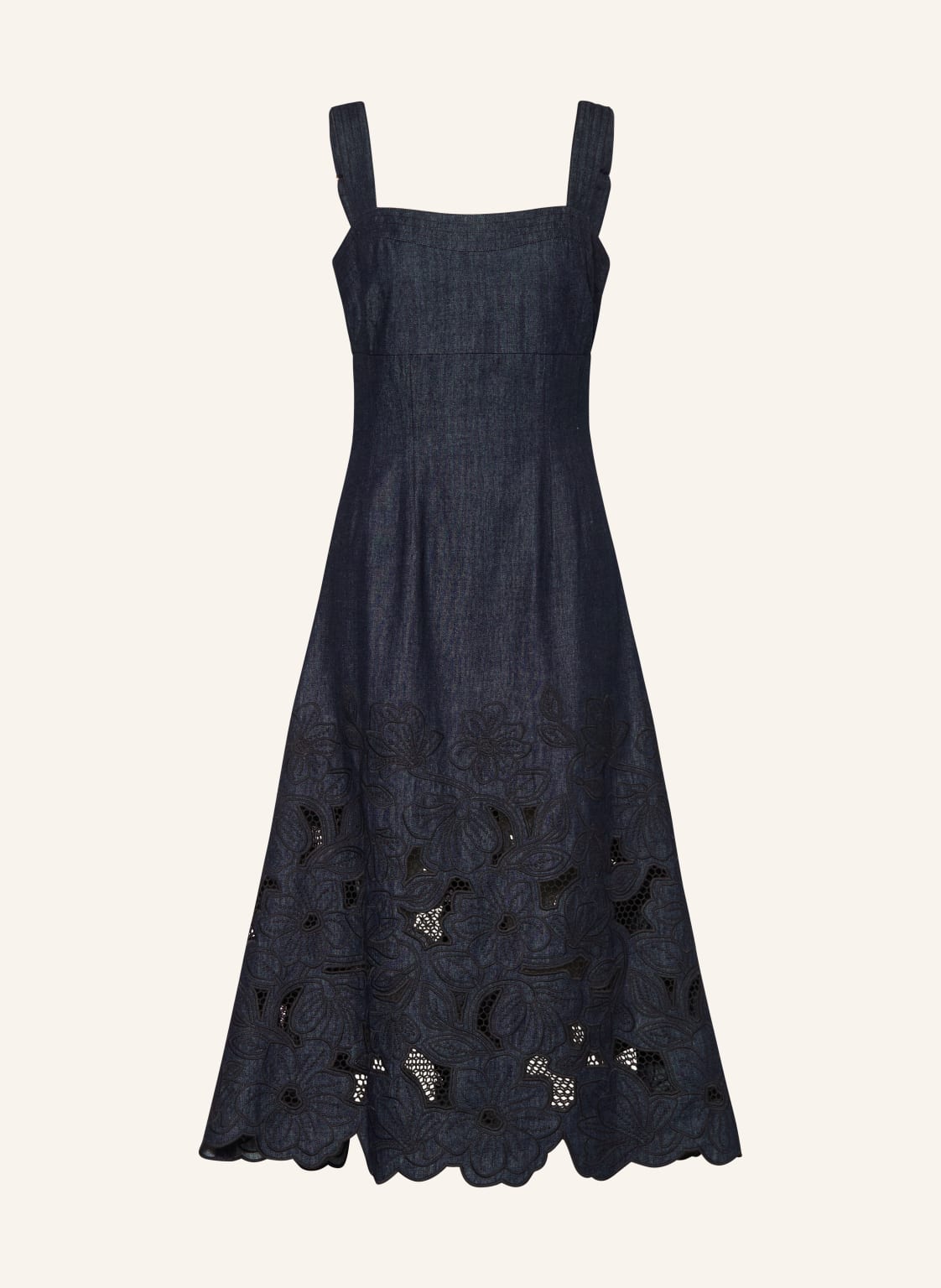 Veronica Beard Sukienka Rosaura W Stylu Jeansowym Z Koronką Z Dziurkami blau