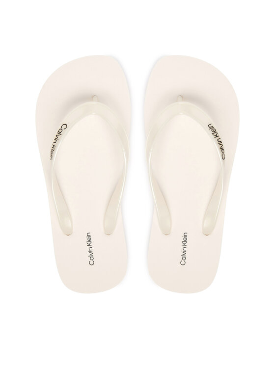 Calvin Klein Japonki Arwa - Metallic Pearlised Flip Flops HW0HW02956 Biały