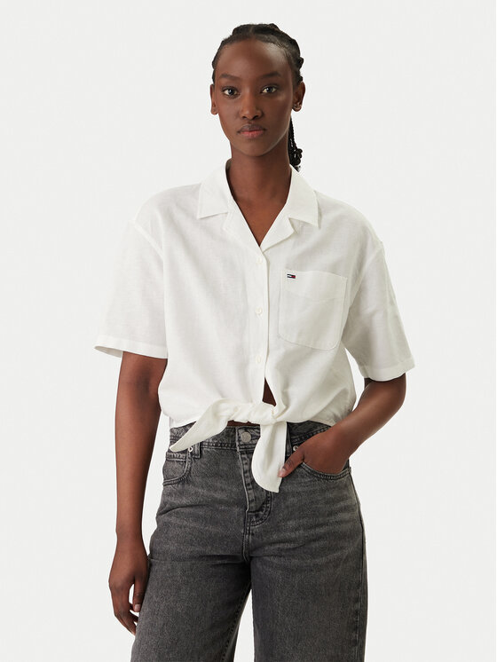 Tommy Jeans Koszula DW0DW22210 Biały Relaxed Fit