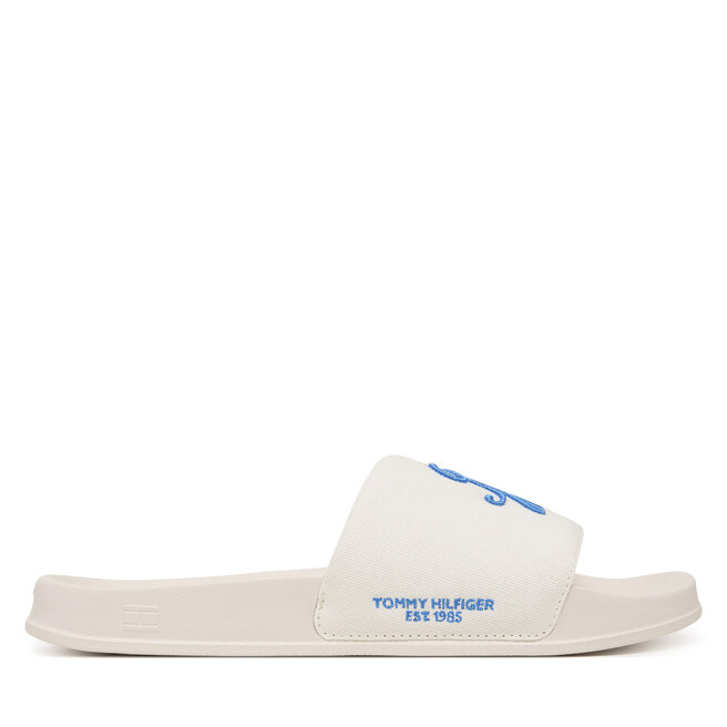 Klapki Tommy Hilfiger Logo Embroidery Canvas Pool Slides FM0FM05858 Biały
