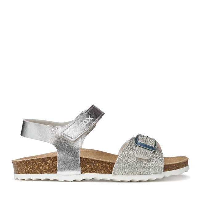 Sandały Geox J Adriel Girl J028MC 0BNEW C1007 S Srebrny