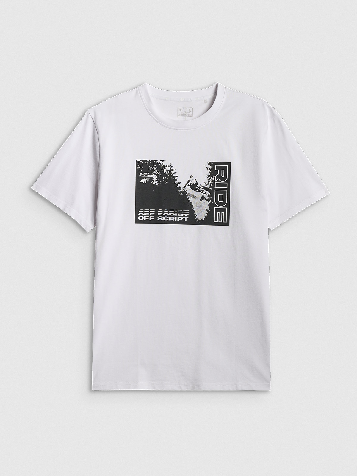 4F T-shirt relaxed z nadrukiem męski - biały XL