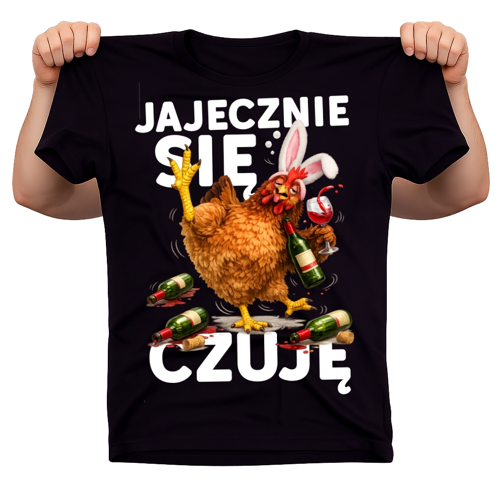 Śmieszna koszulka na Wielkanoc - JAJECZNIE SIĘ CZUJĘ z kurczakiem