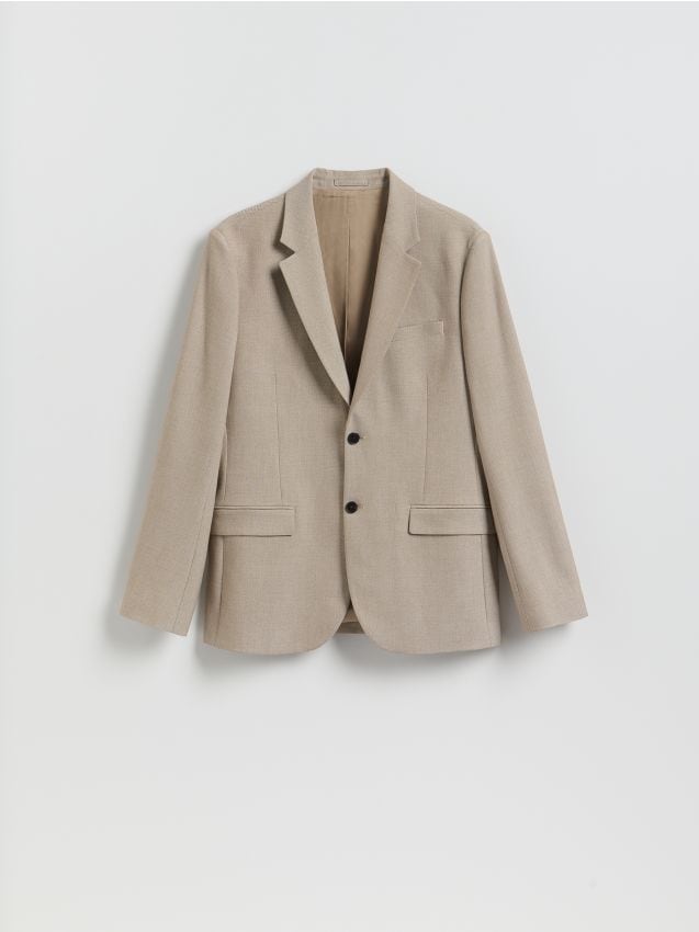 Reserved - Marynarka regular fit z dodatkiem wiskozy - beżowy