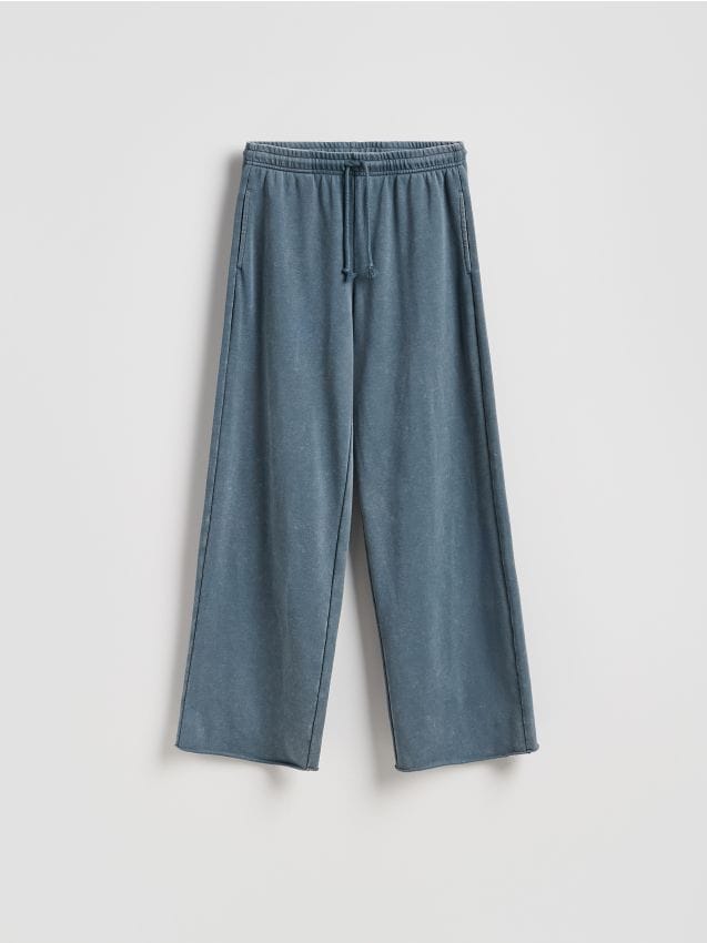 Reserved - Spodnie z bawełną - granatowy