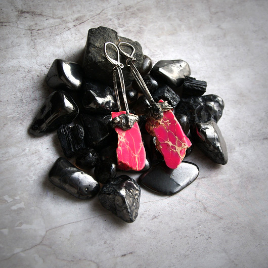 S A L E : UNIKATOWE kolczyki : jaspis sesarski : PINK