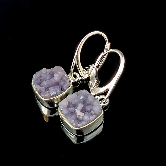 Kolczyki srebrne chalcedony winogronowe