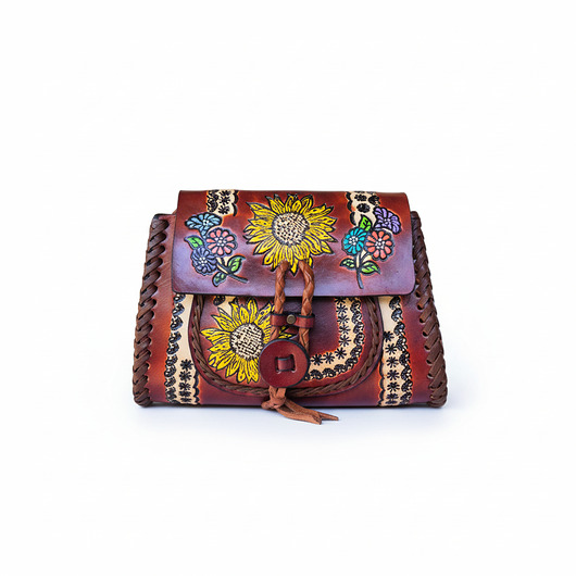 Torebka skórzana Ivanna ręcznie robiona kwiaty