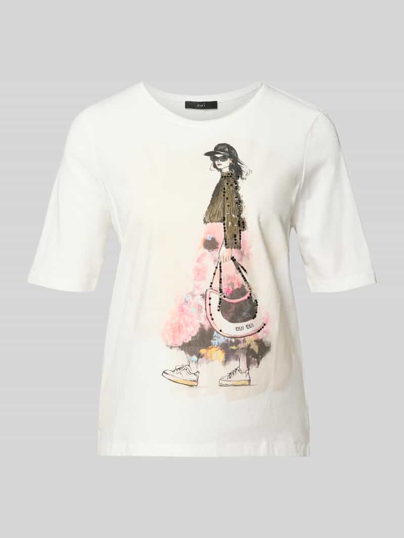 t-shirt z nadrukiem z motywem i cekinami