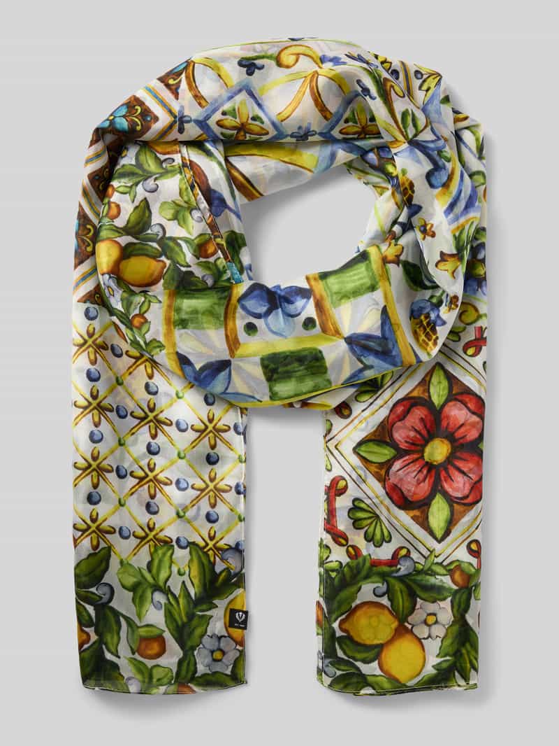 Etola z czystego jedwabiu z kwiatowym nadrukiem na całej powierzchni