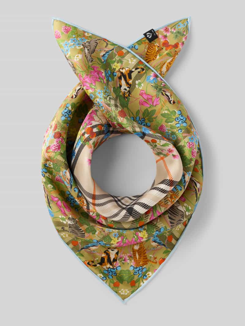 Jedwabna chustka z kwiatowym wzorem na całej powierzchni model 'Nicki'