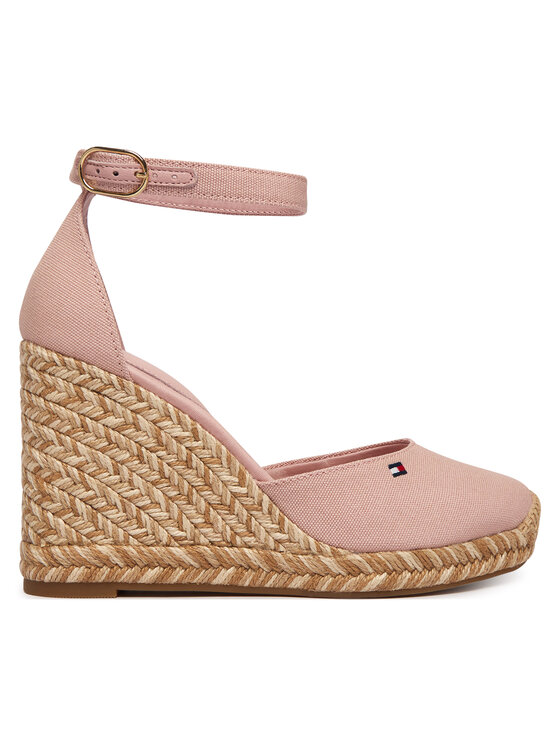 Tommy Hilfiger Espadryle Flag High Wedge Espad Closed Toe FW0FW09225 Różowy