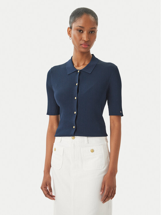 Tommy Hilfiger Kardigan WW0WW48482 Granatowy Slim Fit