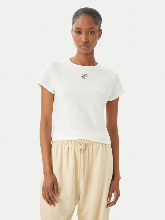 Tommy Hilfiger T-Shirt WW0WW48710 Kremowy Slim Fit