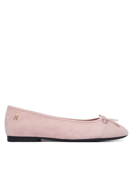 Tommy Hilfiger Baleriny Th Monogram Suede Ballerinas FW0FW09357 Różowy