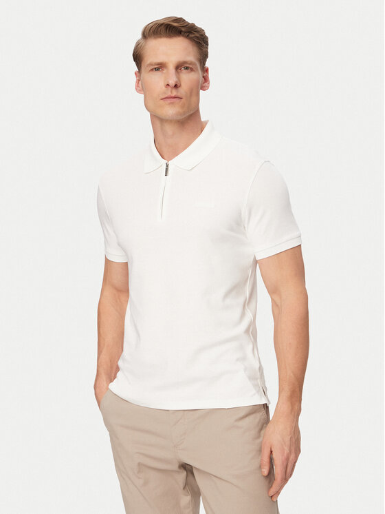 Calvin Klein Polo LV04LE255G Biały Slim Fit