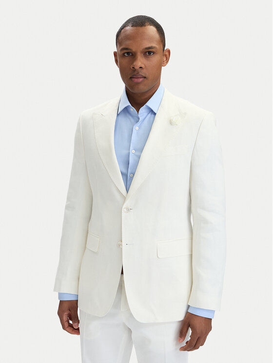 BOSS Marynarka Hutson Peak 262 50561857 Biały Slim Fit
