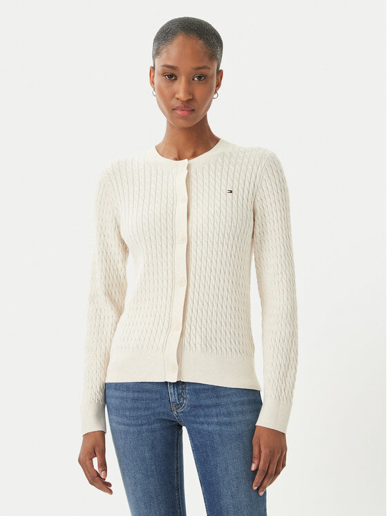 Tommy Hilfiger Kardigan WW0WW43329 Écru Regular Fit