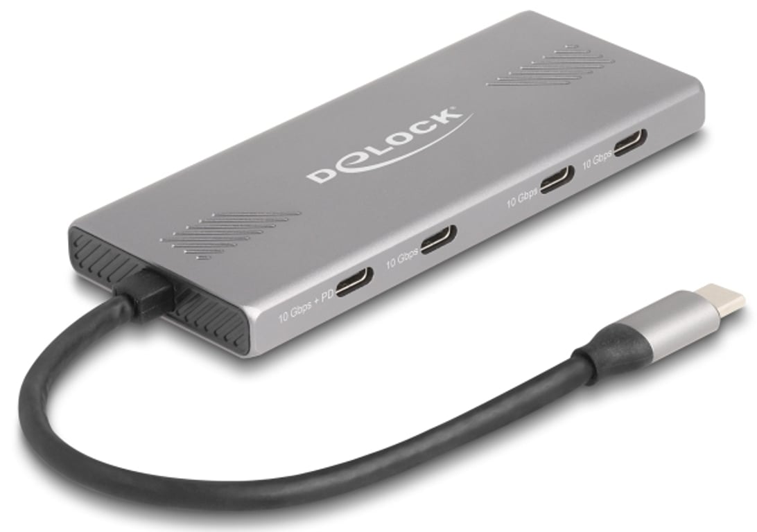 DeLOCK 64313 huby i koncentratory USB 3.2 Gen 2 (3.1 Gen 2) Type-C 10000 Mbit/s Szary