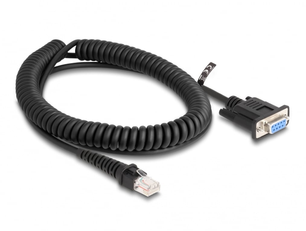 DeLOCK Kabel spiralny RJ50 męski na D-Sub 9 żeński 1,5 m czarny 87996