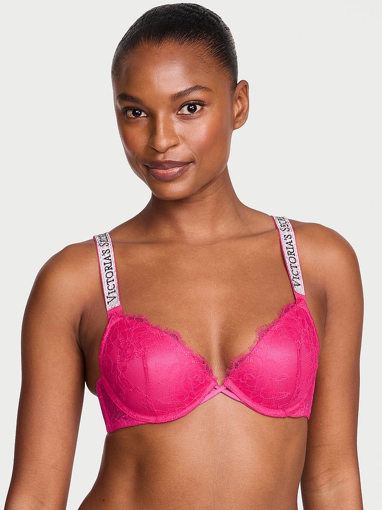 Very Sexy Biustonosz lekko usztywniany koronkowy z błyszczącymi ramiączkami Shine Strap Demi