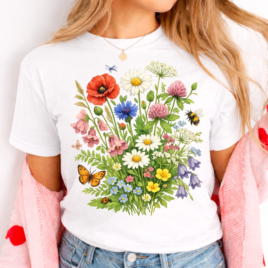 Damska koszulka łąkowe kwiaty