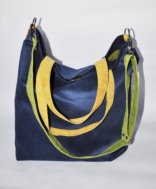 TORBA HOBO XXL - kobalt, żółty, limonka