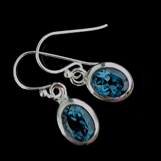 Kolczyki srebrne london blue topazy