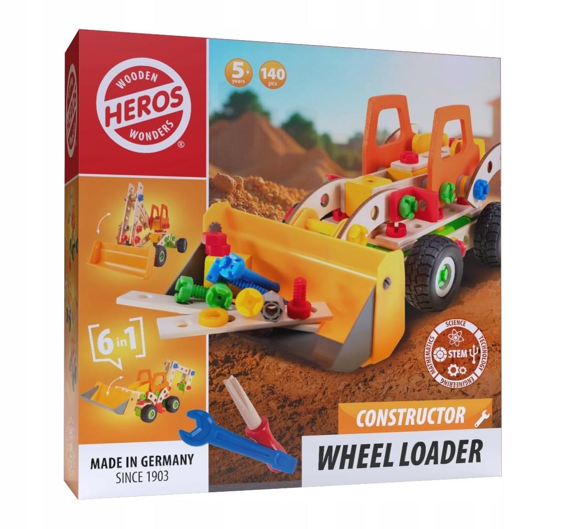 Klocki konstrukcyjne koparko-ładowarka 6w1, 140 el. - klocki