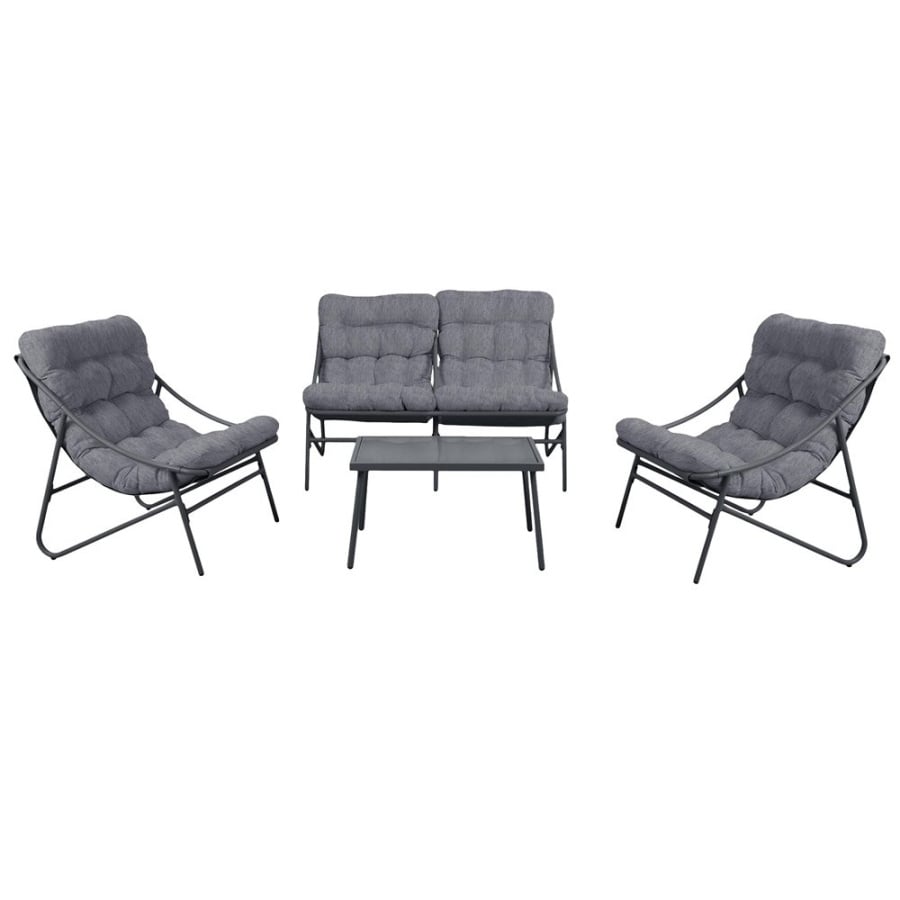 Top E Shop Zestaw Mebli Ogrodowych VIBE 4 Częściowy Fotele Sofa Stolik SZARY M-MO-ZEO-VIB-ZES-CZA