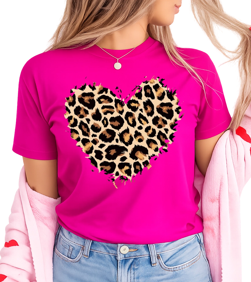 Fuksjowa koszulka serce panterka wzór panterka1