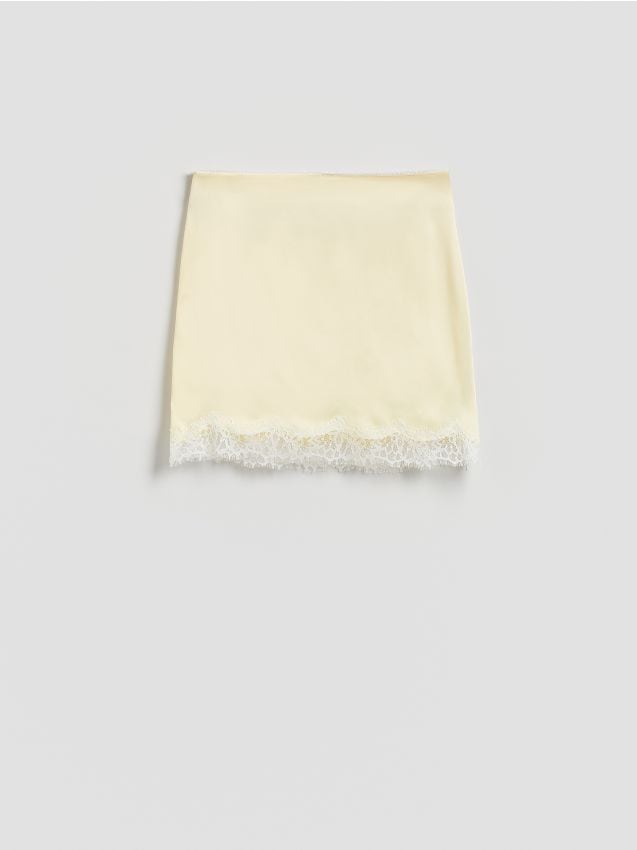 Reserved - Spódnica z koronką - jasnożółty