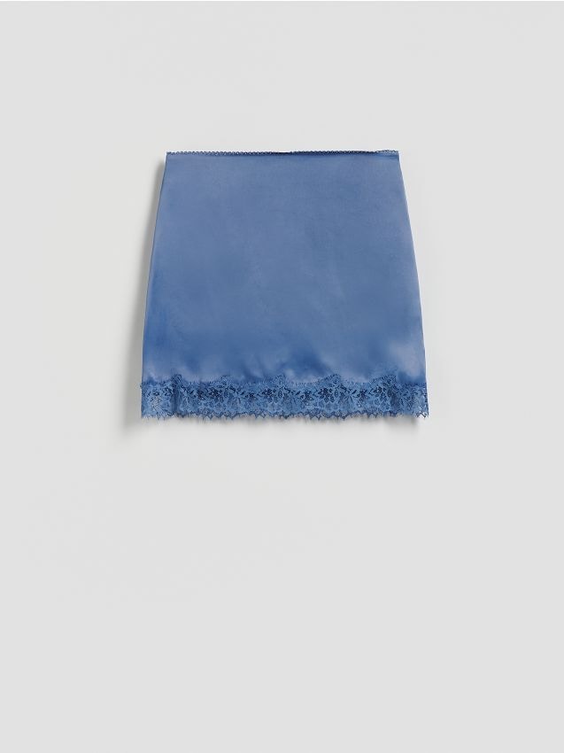 Reserved - Spódnica z koronką - niebieski