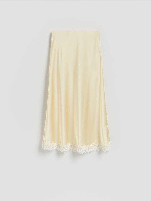 Reserved - Spódnica z koronką - jasnożółty