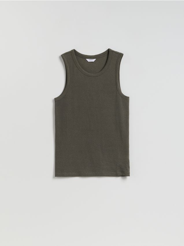 Reserved - Tank top z wiskozą - ciemnozielony