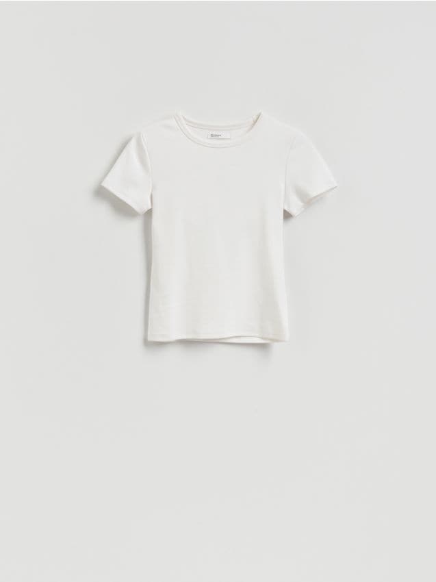 Reserved - T-shirt slim fit z modalem - biały