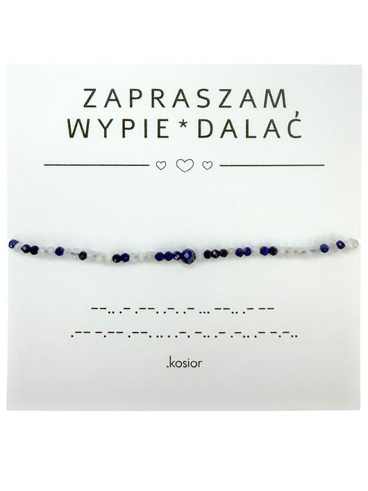 Bransoletka z alfabetem Morse Lapis lazuli, Kamień księżycowy