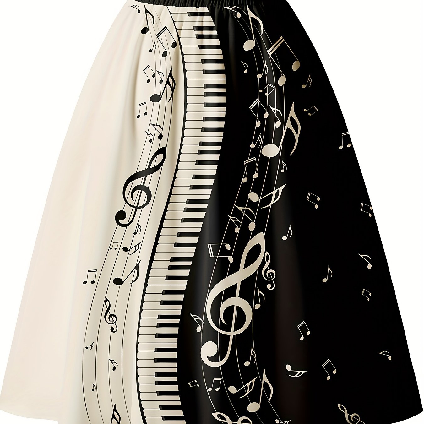 TEMU Spódniczka w stylu vintage o kroju litery A z luźnym pasem i nadrukiem nut, idealna na wiosnę i